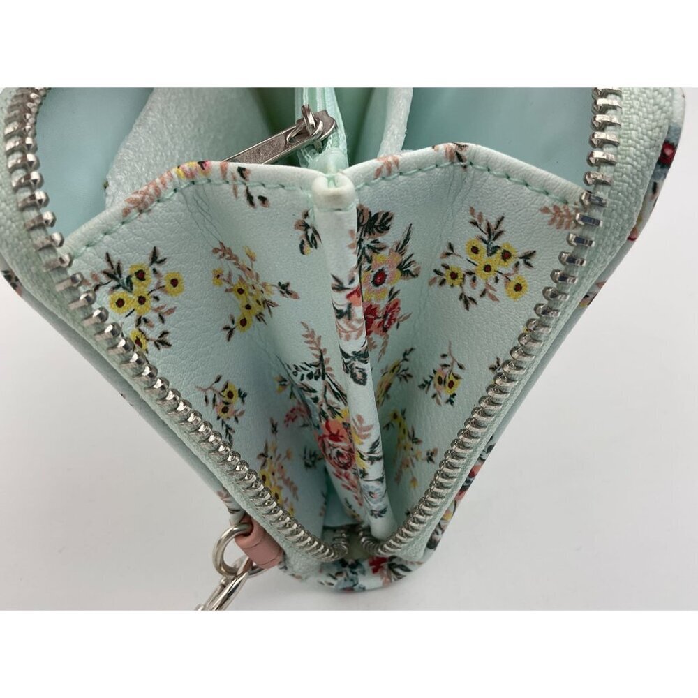 Wild Fable Lt Mint Floral Faux Leather Wristlet Wallet Phone Holder Zipper NWOT - Picture 6 of 7